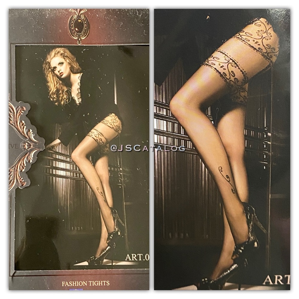 Beautiful Black Fashion Tights with Lace Design